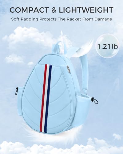 Tennis Bag, Water Resistant Tennis Backpack for Women Men, Quilted Crossbody Sling Design for Tennis, Pickleball, Badminton Rackets - color: Blue