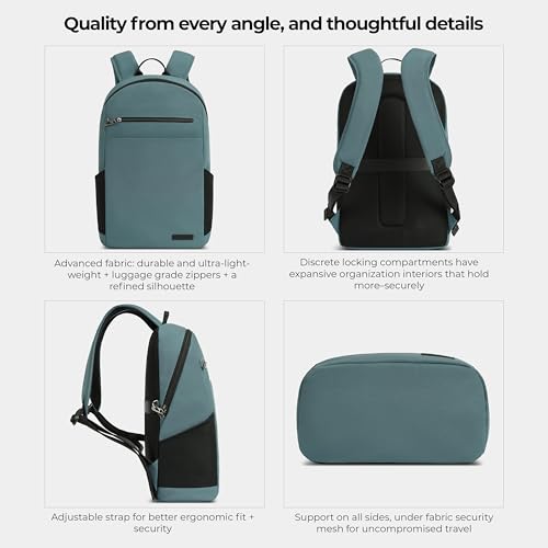 Travelon Anti-Theft Metro Backpack with RFID blocking pouch/NEW HARDWARE - color: Slate Blue/New Hardware