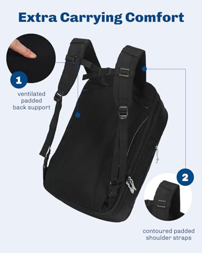 Hynes Eagle TSA Friendly Travel Backpack for Men Women Carry on Backpack 40L Flight Approved Laptop Backpack for 17 inches Compressible Weekender Bag Overnight Backpack Jet Black - color: Jet Black