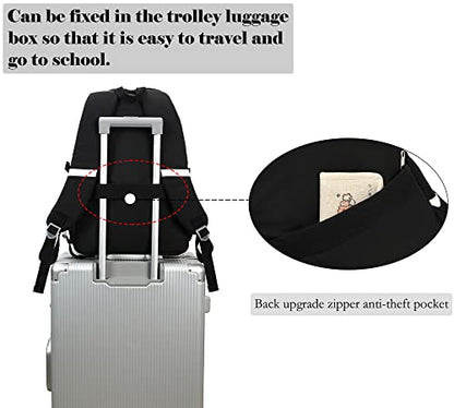 Makukke School Backpacks for Teen Girls - Laptop Backpacks 15.6 Inch College Cute Bookbag Anti Theft Women Casual Daypack,Black - color: Black
