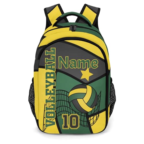 Volleyball Gold Green School Backpack Laptop Bag for Woman Man Gift - color: Muilti 21
