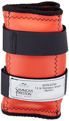 Sammons Preston Cuff Weight, 7.5 lb, Orange, 2 Velcro Strap & D-Ring Closure, Grommet for Easy Hanging, Lead Free Steel Ankle & Wrist Weights, For Strength Building & Injury Rehab, Sold Individually - style: 7.5 lbs.