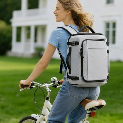 Carry On Travel Backpack with Shoe Compartment Flight Approved Laptop Backpack Expandable Work Business Backpack for Women Men Casual Daypack, Light Gray - color: Light Gray, style: A