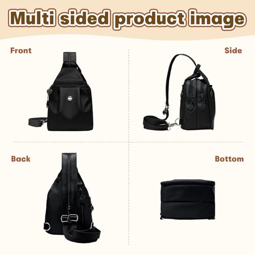 Waterproof 2-Way Mini Commuter Bag, Multi-Compartment Oxford Small Backpack, For Women, Collegeman, Commuter, Travel with Anti-Theft,Three in One Multifunctional Convertible Design(Black) - style: Black