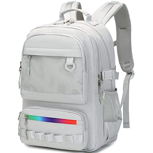 Lanola Backpack for School High School Bags For Teenage Casual Daypack for Travel Multipocket College Bookbag for Women & Men Large Capacity Business Backpack - Gray - color: Rainbow Zipper-grey