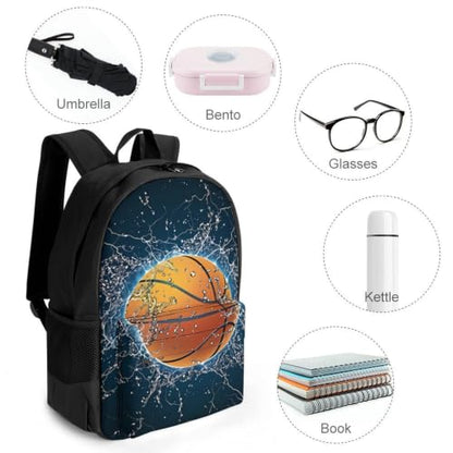 Black Basketball Backpack, Durable Polyester Daypack with Laptop Compartment, Reinforced Bottom, Adjustable Shoulder Straps And Multi Pockets for Travel And Daily Use - color: Black Basketball