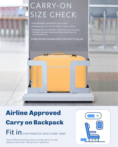 Hynes Eagle Carry on Backpack 38L Large Travel Backpack for Women Flight Approved Weekender Bag Laptop Backpack Men 15 inches Yellow - color: Yellow
