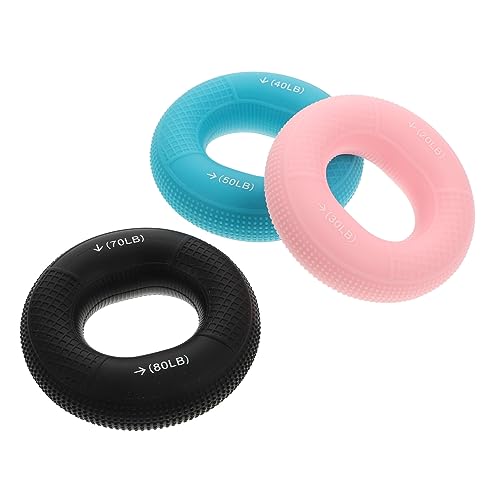 Balacoo 3Pcs Silicone Hand Grip Ring Set Adjustable Forearm Exerciser for Strength Training and Rehabilitation for Fitness Enthusiasts and Injury Recovery