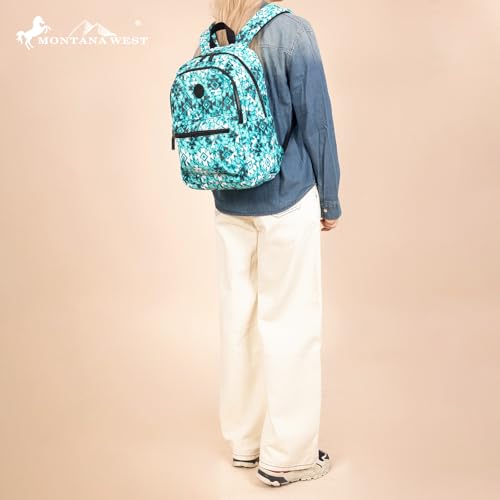 Montana West Western Backpack Purse for Women Lightweight Rucksack Casual Daypack for Laptop Travel College - color: Aztec Turquoise