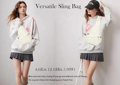 Xsecnua Small Crossbody Bag Convertible Mini Backpack for Women, Cross Body Sling Bag Sling Backpack for Travel Daypack - color: Beige White