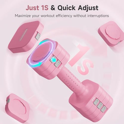 FEIERDUN DB3 5-in-1 Adjustable Dumbbell Set, 6LB/10LB Pair Adjustable Weights for Women at Home, Dual Locking Stable Hand Weights with TPU Soft Handle, Home Gym, Rehab, Pilates, Yoga, Strength Training - color: B-Cute Pink, style: 6LBS Pair (12LBS Total)