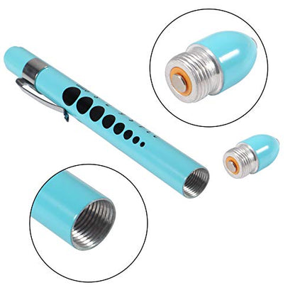 Aokin Medical Pen Light for Nurse Doctor, Reusable LED Medical Penlight Flashlight with Pupil Gauge and Ruler, White Light, Sky Blue - color: Sky Blue
