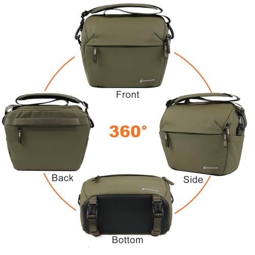 Besnfoto Camera Bag Crossbody Waterproof Sling Purse Case Small Photography Shoulder Messenger Bag Backpack with Tripod Holder for DSLR SLR Mirrorless Camera - color: Green