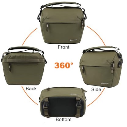 Besnfoto Camera Bag Crossbody Waterproof Sling Purse Case Small Photography Shoulder Messenger Bag Backpack with Tripod Holder for DSLR SLR Mirrorless Camera - color: Green