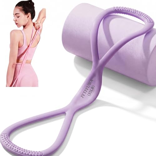 Resistance Bands with Handles,Figure 8 Resistance Band Elastic Fitness Bands Exercise Band for Home Yoga Gym Workout - color: Purple-15LB