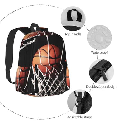 Basketball Travel Backpack for Men Women 15.6 inch Laptop Backpack Casual Daypack for Weekender - color: Basketball