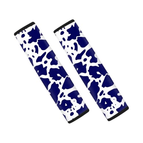 Blue Cow Print Seat Belt Cover Pad Versatile Car Seatbelt Cushion Soft Car Shoulder Pads 2 Pack Auto Accessories for Adults Seatbelt Covers Compatible with Trucks SUV Sedan - color: Blue Cow Print