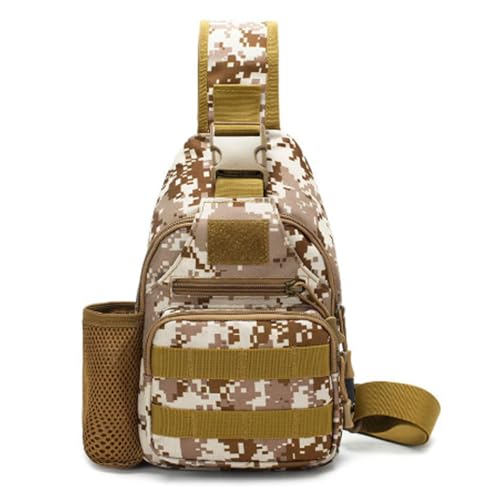 RiToEasysports Sling Backpack, Multifunctional Chest Shoulder Sling Bag Outdoor Pack Adjustable Breathable Strap for Fishing Hiking Cycling (Desert)