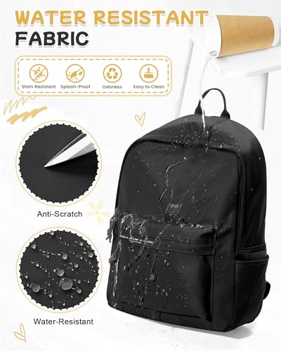 BJLFS Small Black School Backpack for Girls Women Waterproof High School Book Bag Cute Backpack for Men Teens Boys, Lightweight Simple Middle School Back Pack Daypack Gift - color: Black