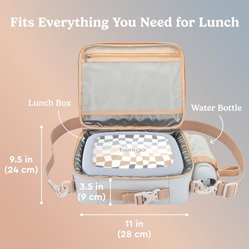 Bentgo Kids Lunch Bag (Whimsy & Wonder Collection) - Durable, Double-Insulated Lunch Bag for Kids 3+; Holds Lunch Box/Water Bottle/Snacks; Water-Resistant Fabric & Zip Pockets (Checker Gradient) - color: Checker Gradient