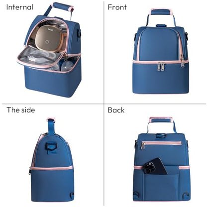 NCVI Breastmilk Cooler Bag, Breast Pump Bag with 2 Ice Pack Fits 6 Bottles, Double Layer Breast Milk Cooler Travel Bag Baby Bottle, for Travel, Nursing Mom Daycare, Work, Picnic (SkyBlue) - color: Blue