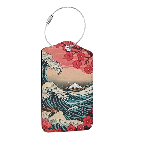 Funny Japanese Luggage Tag, Flower Suitcase Tags with Privacy Flap and Metal Loop, Luggage Tags for Suitcases, Identifiers Travel Essentials Bag Tag, Flower Gifts for Women Girls Friends - color: Multicolored 1684