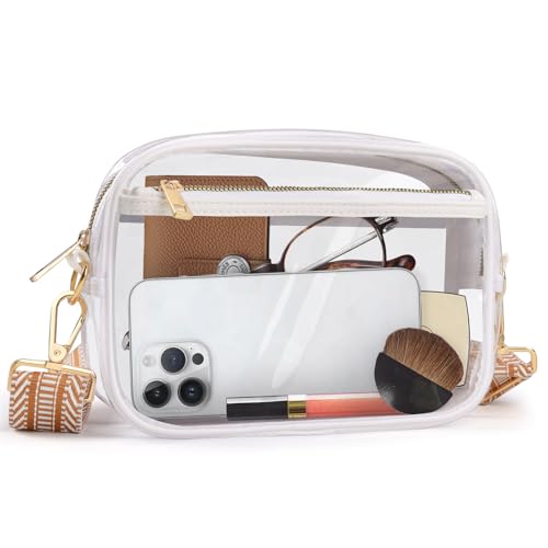 Clear Bag Stadium Approved, Clear Crossbody Bag Purses for women for Concert, Sports, Festivals - color: White-01