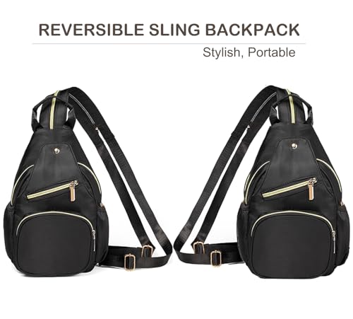 Xsecnua Small Crossbody Bag Convertible Mini Backpack for Women, Cross Body Sling Bag Sling Backpack for Travel Daypack - color: Z Black