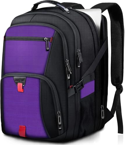 ANTERK Extra Large Backpack, Travel Laptop Backpack, Sturdy TSA Water Resistant 17.3 Inch Carry on Backpacks, Anti Theft Business Computer Backpacks Gifts for Men Women, Purple - color: Purple, size: 17 inch