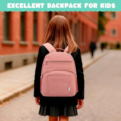 NOL Natural Organic Lifestyle Kids Backpack, School Backpacks for Teens Girls Boys, School Bookbag with Pencil Bag & Reflective Stripe for Elementary School - Dark pink - color: Dark Pink