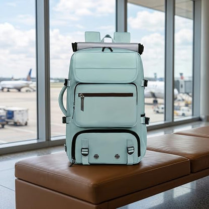 Travel Backpack Water Resistant Large Laptop Backpack with Shoe Compartment Multi-Pocket Carry on Backpack for Business Work Trip - color: Green