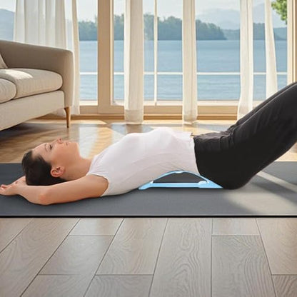Lumbar Back Stretcher, with Massage Points 4 Level Adjustable Curved Ergonomic, Low Back Stretcher, for Home Gym Car Bedside Yoga Mat Sofa Office Chair - color: Blue