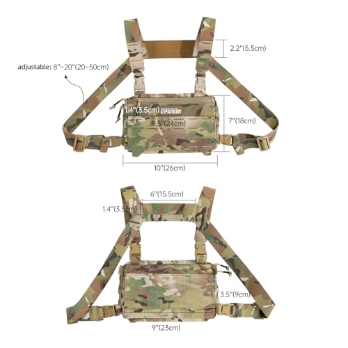 EXCELLENT ELITE SPANKER Tactical Chest Rig Pack EDC Chest Bag Molle Utility Chest Pouch for Outdoor Hunting Workouts Hiking - color: Multicam