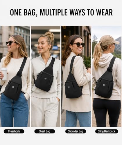 Sling Backpack for Women, Water-Resistant Crossbody Chest Bag for Travel, Work, Gym, Students & Daily Use - color: Taro Pink