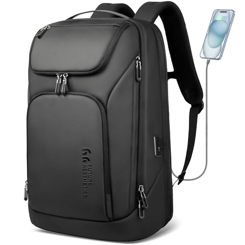 hk Business Smart Backpack for Men Anti-Theft for 17.3 Inch Laptop with USB Charging Port Water-Resistant Large Durable Compact 30L for Travel College Work-Black - color: Black