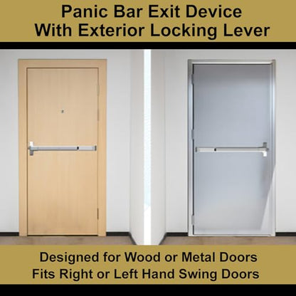 Dynasty Hardware Push Bar Panic Exit Device for Emergency Exit Doors Painted Aluminum, with Exterior Lever Handle