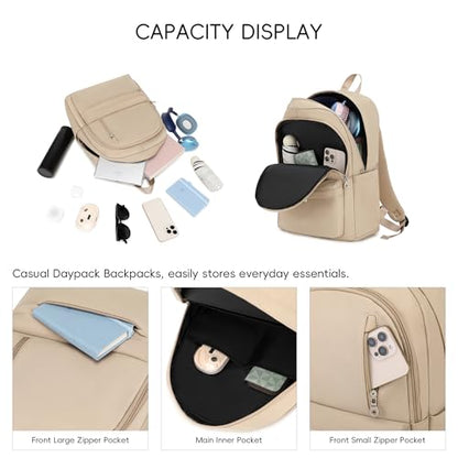 BAGOK Lightweight Nylon Backpack for Women & Men – Foldable, Large Capacity, Ideal for School, Travel & Work - color: Beige