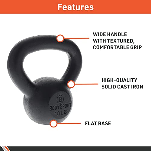 Body Sport Cast Iron Kettlebell - Professional Weight Training Equipment for Home & Gym Workouts - size: 60 Pounds