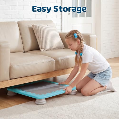 Mini Trampoline for Kids, Rebounder Bouncing Board with Non-Slip Base, Sensory Balance & Bounce Jumping Toy, Gift for 3-12 Boys & Girls Max Load 200 lbs - color: Light Blue