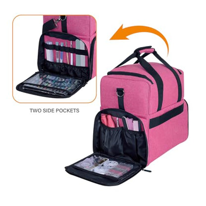 Large Makeup Cosmetic Bag with 3 Removable Case and 2 Removable Dividers Double Layer Travel Storage Organizer, Makeup Brushes Storage Section Rose Red - color: Rose Red