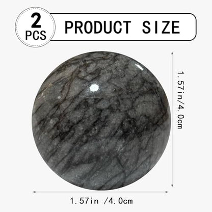 Baoding Balls Hand Therapy Balls, Dark Grey, 1.57 inch, 2 Pack | Stress Relief, Hand Exercise, Arthritis, Chinese Massage Ball Set, Storage Bag Included - color: Dark Grey, size: Medium-1.57"