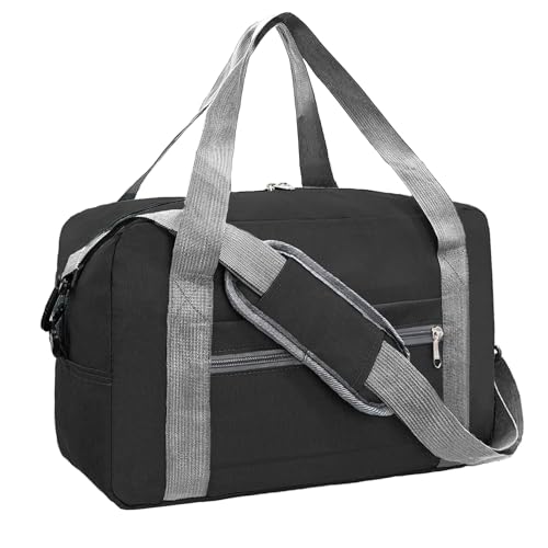 Foldable Carry on Luggage Bag 22x14x9 Personal Item Bag for Airplanes Travel Duffel Bag for Women and Men (40L, Black) - color: Black, size: 40L