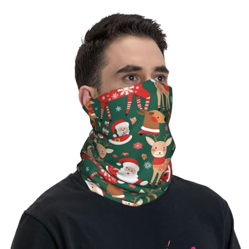 Santa Claus and Christmas Deer Prints Multifunctional Sport Headband – Seamless Stretch Neck Gaiter for Hiking, Biking, Running & Outdoor Activities – Soft, Quick-Dry, No-Fade Design
