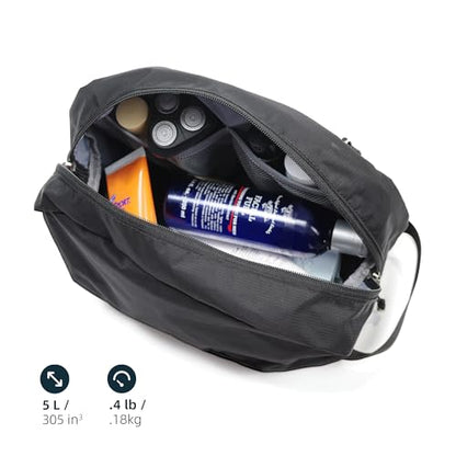 Travel Toiletry Bag 5L, Compact Travel Organizer with Waterproof TPU Wet/Dry Compartment - color: Black Stealth, size: 5L