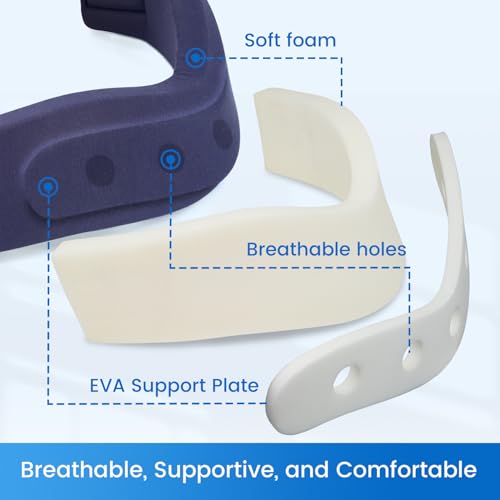 Velpeau Neck Brace for Neck Pain and Support - Soft Cervical Collar for Sleeping, Snoozing, Sleeping Upright, Anti-Snoring, Sleep Apnea for Women & Men (Blue, Enhanced Version, L: 14-16.5"/3.3") - size: Large (Pack of 1), style: Enhanced Version-Blue