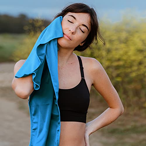Hero Cooling Towel for Travel, Hiking, Sports, Yoga (2-Pack) Ultra Soft Microfiber 40" x 12" (Black/Blue) - color: Black/Blue