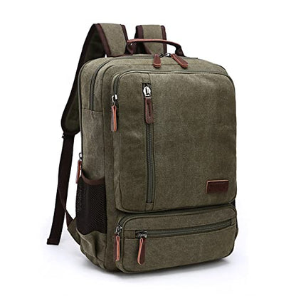 Executive Canvas Backpack for Heavy Duty Notebook Travel, green