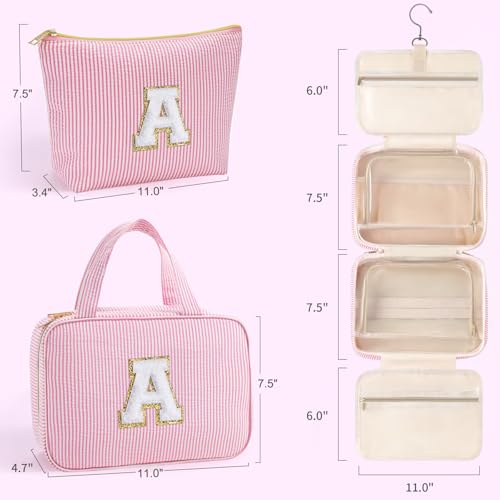 YOOLIFE Birthday Gifts for Women Teenage Girls, Initial Hanging Toiletry Bag for Women Teen Girl, Travel Toiletry Bag Gifts for Mom Daughter Sister Friends, Letter A, Blue - color: Blue, style: A