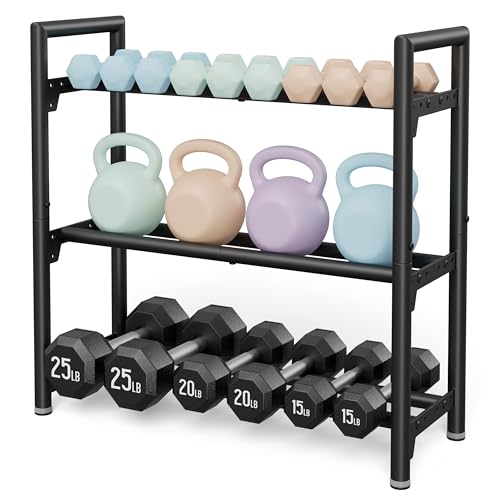 Dumbbell Rack Stand Only, 400LBS Capacity Weight Rack for Home Gym Storage, Adjustable Weight Storage Racks, Heavy-Duty Kettlebell Rack ﻿
