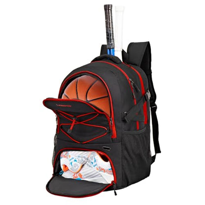 LARIPOP Tennis Bag Tennis Backpack for Women and Men 2 Rackets with Separate Shoe Compartment - color: Red